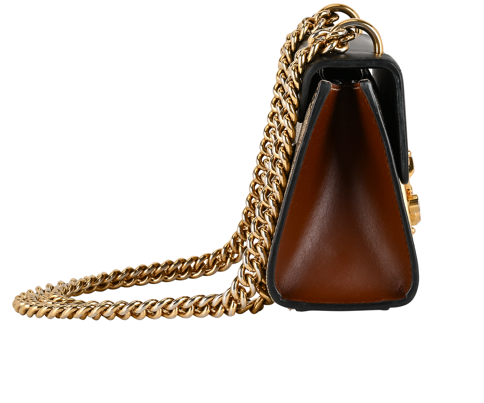 Padlock Shoulder Bag, &pound;550, Handbags, Beige/Black, Canvas/Leather, Side view